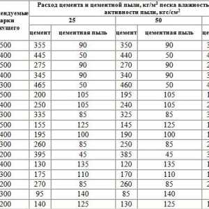 Spotreba cementu na 1 m3 betónu uvažujú SNP